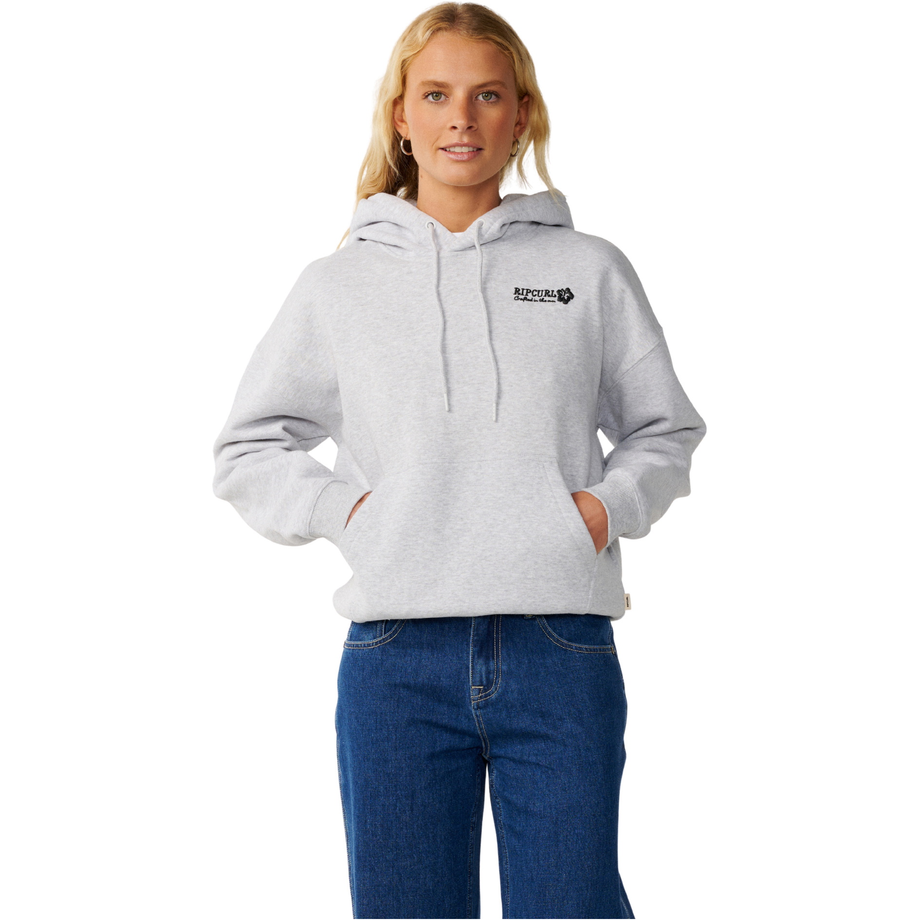 2026 Rip Curl Womens Surf Puff Heritage Hoodie 0A0WFL - Grey Marle / Black
